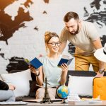 Couple at the travel agency office